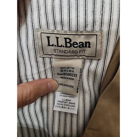 LL Bean Lakewashed Stretch Khaki Pants Men 36x30 Heritage Khaki Straight Leg NEW - Picture 8 of 9